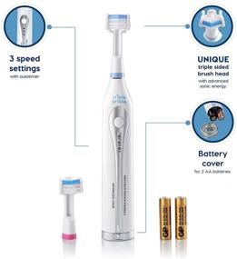 img 3 attached to 🦷 Portable AA Battery Sonic Toothbrush for Travel - Triple Bristle GO: Three Brush Modes, Soft Nylon Bristles - Ideal for Autistic & Special Needs Adults and Kids