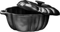 🍲 4 quart pumpkin soup pot: pre-seasoned cast iron casserole for oven-to-table presentations of soups, stews, beans, and family favorites - nonstick pot logo