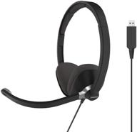 koss cs300-usb noise cancelling double-sided on-ear communication headset with flex microphone arm, wired usb plug, black logo