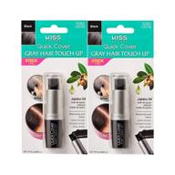 kiss quick cover gray hair root touch up 💇 stick (2 pack - black): instantly conceal gray roots with ease! logo