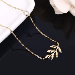 img 1 attached to 🌿 Dainty 14K Gold/Rose Gold/Silver Olive Branch Leaf Necklace for Women - Elegant Gold Jewelry for Women and Girls
