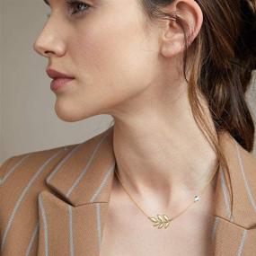 img 3 attached to 🌿 Dainty 14K Gold/Rose Gold/Silver Olive Branch Leaf Necklace for Women - Elegant Gold Jewelry for Women and Girls