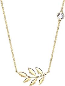 img 4 attached to 🌿 Dainty 14K Gold/Rose Gold/Silver Olive Branch Leaf Necklace for Women - Elegant Gold Jewelry for Women and Girls