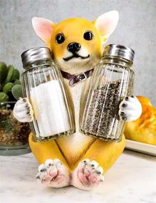 img 4 attached to 🌮 Ebros Picante Teacup Tan Chihuahua Puppy Salt and Pepper Shakers Holder Figurine Set 6.25"H Chi Chi Taco Dog Pet Pal Kitchen Dining Bar Accent Sculpture with Collar