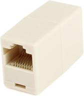 🔌 uxcell rj45 double female plug telephone adapter connector for landline telephone in beige - convenient connectivity solution logo