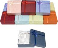 🎁 набор из 12 карточных коробочек для ювелирных браслетов разноцветных цветов 3.5x3.5x1 дюймов с бантом-розой и салфеткой для чистки от nb логотип