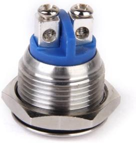 img 2 attached to 🔘 Waterproof Metal Silver WINOMO 16mm Momentary Push Button Horn Switch for Car, Boat, and Doorbell