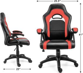 img 3 attached to Ergonomic Double Cushioned Office Chair with Lumbar Support for 🪑 Gaming, Desk Tasks & More, Enhanced with Smooth Rolling Swivel Caster Wheels