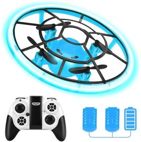 img 4 attached to 🚁 HR Mini Drones for Kids - RC Drone for Beginners with Nano Light - RC Helicopter Quadcopter with Altitude Hold - 360° Rotating - LED Lights - Includes 2 Batteries - Ideal Boys and Girls Toys - Blue