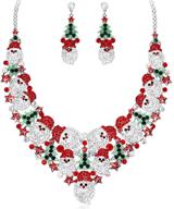 🎅 statement luxury bib necklace earrings set - santa claus christmas theme party costume jewelry, ideal xmas gift for women and girls logo