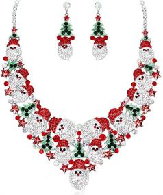 img 4 attached to 🎅 Изысканное украшение - Бижутерия "Statement Luxury Bib" с ожерельем и серьгами в стиле Санта-Клаус для новогодней вечеринки, идеальный подарок на Рождество для женщин и девочек