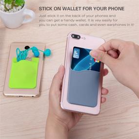 img 3 attached to 📱 Ultra Slim Phone Card Holder - 6 Pack Self Adhesive Stick Credit Card Holder TPU Silicone On Back of Wallet Pocket Pouch Compatible with iPhone 11, Samsung Galaxy, LG, HTC, Motorola Phone Case