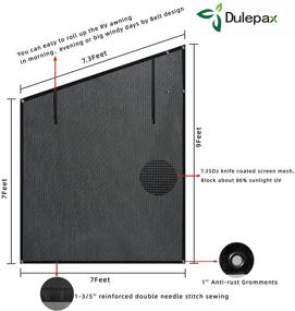 img 2 attached to 🌞 Dulepax боковая тень навеса для RV - 9'X7' тень от солнца с чёрным ножом покрытой сеткой из меша, в комплекте полный набор аксессуаров - блокирует 86% ультрафиолетовых лучей - гарантия 3 года