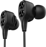 🎧 jayfi d2 quad dynamic drivers wired ear buds - stereo bass hi-res earphones with noise isolation & microphone, 3.5mm in-ear headphones (tib black) logo