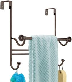 img 1 attached to 🚪 iDesign York Bronze Over the Bathroom Shower Door Bath Towel Bar with Hooks: Organize and Maximize Your Bathroom Space!