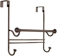 🚪 idesign york bronze over the bathroom shower door bath towel bar with hooks: organize and maximize your bathroom space! logo