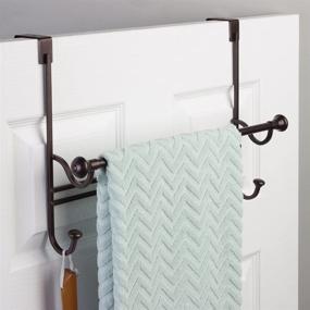 img 2 attached to 🚪 iDesign York Bronze Over the Bathroom Shower Door Bath Towel Bar with Hooks: Organize and Maximize Your Bathroom Space!