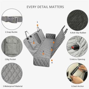 img 2 attached to Ultimate Protection and Comfort: Hanjo Pets Car Dog Cover Back Seat - Waterproof Car Hammock for 🐶 Dogs with Mesh Window, Big Pocket, and Nonslip Rubber Back - Ideal for Car/Truck/SUV - Washable Luxury Material