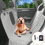 ultimate protection and comfort: hanjo pets car dog cover back seat - waterproof car hammock for 🐶 dogs with mesh window, big pocket, and nonslip rubber back - ideal for car/truck/suv - washable luxury material logo