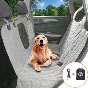 img 4 attached to Ultimate Protection and Comfort: Hanjo Pets Car Dog Cover Back Seat - Waterproof Car Hammock for 🐶 Dogs with Mesh Window, Big Pocket, and Nonslip Rubber Back - Ideal for Car/Truck/SUV - Washable Luxury Material