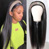 👱 utrue hair headband wig: 18" human hair straight wig – glueless, none lace front, machine made | 130% density straight hair wig logo