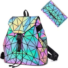 img 4 attached to Geometric Luminous Handbags Holographic Irredescent