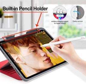 img 3 attached to 🔴 OCYCLONE iPad Pro 11 Case 2021/2020, Multiple Viewing Angles, Magnetic Stand, Pencil Holder, Auto Wake/Sleep, Clear Back, Heavy Duty Protective Case for iPad Pro 11 inch 3rd/2nd/1st Gen, Red