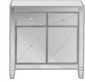 img 3 attached to 💎 SEI Furniture Mirage Mirrored Cabinet with 2 Drawers, Faux Crystal Knobs, and Matte Silver Trim: Elegant Storage Solution