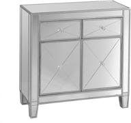 💎 sei furniture mirage mirrored cabinet with 2 drawers, faux crystal knobs, and matte silver trim: elegant storage solution logo