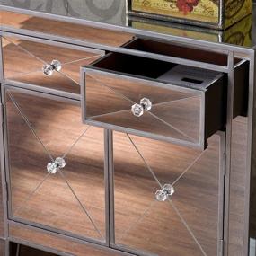 img 2 attached to 💎 SEI Furniture Mirage Mirrored Cabinet with 2 Drawers, Faux Crystal Knobs, and Matte Silver Trim: Elegant Storage Solution