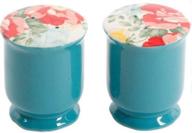 🌸 the pioneer woman vintage floral ceramic salt and pepper shaker set: classic red, white, and green design logo