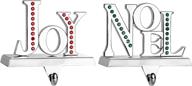 🎅 набор держателей для чулок klikel - украшение для минтии "joy noel" - серебряный металлический держатель для новогодних чулок на камине - прочный крючок для чулок на минтии логотип