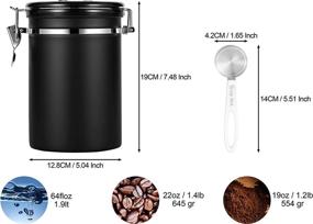 img 2 attached to Large Black Apexstone Coffee Canister - Airtight Stainless Steel Storage Container with Scoop and Date Tracker (22 oz)