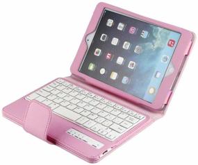 img 2 attached to BoriYuan iPad Mini Keyboard Case - Detachable Wireless Bluetooth Keyboard Folio Flip Cover Stand | Slim PU Leather Protective Case for Apple Mini 4/ 3/ 2 with Retina/ 1 (Pink)