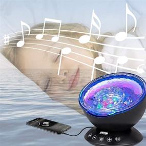 img 1 attached to 🌊 Bright Sensory Sea Lamp for Kids - Autism Calming Night Light Projector, 7 Light Modes, Color Changing Music Player, Nature Relaxation Sounds - Black