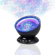 🌊 bright sensory sea lamp for kids - autism calming night light projector, 7 light modes, color changing music player, nature relaxation sounds - black логотип