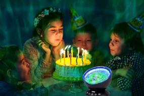img 3 attached to 🌊 Bright Sensory Sea Lamp for Kids - Autism Calming Night Light Projector, 7 Light Modes, Color Changing Music Player, Nature Relaxation Sounds - Black