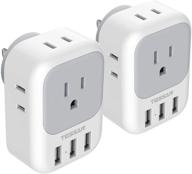 tessan 4 outlet extender with usb ports and charger, multi 🔌 plug wall splitter for cruise dorm essentials, home, office - 2 pack logo