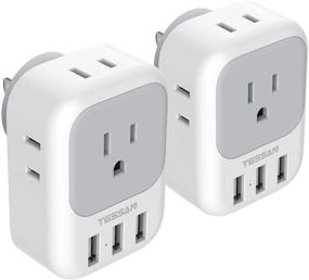 img 4 attached to TESSAN 4 Outlet Extender with USB Ports and Charger, Multi 🔌 Plug Wall Splitter for Cruise Dorm Essentials, Home, Office - 2 Pack