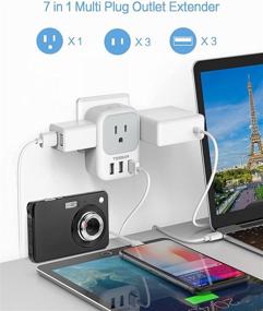 img 3 attached to TESSAN 4 Outlet Extender with USB Ports and Charger, Multi 🔌 Plug Wall Splitter for Cruise Dorm Essentials, Home, Office - 2 Pack