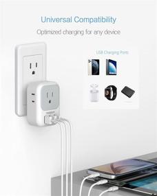 img 2 attached to TESSAN 4 Outlet Extender with USB Ports and Charger, Multi 🔌 Plug Wall Splitter for Cruise Dorm Essentials, Home, Office - 2 Pack
