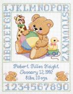 🐻 janlynn c5589 bear birth sampler stamped cross stitch kit: create your own adorable 11" x 14" masterpiece! logo