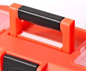 img 1 attached to 14-дюймовый пластиковый ящик для инструментов MIXPOWER с выдвижным лотком | Идеально подходит для организации и хранения инструментов, винтов, гаек и ремесел | Черно-оранжевый цвет