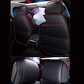 img 1 attached to SOGLOTY Leather Car Seat Covers Auto Front Rear Cushion Cover For Cars SUV Pick-Up Truck Seat Protector Fit Set For Auto Interior Accessories With Airbags Compatible (Front Rear