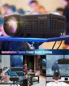 img 2 attached to 📽️ Asnish Mini Projector: Portable Bluetooth Home Theater with 50000 Hrs Lamp Life, Full HD 1080P Supported - Compatible with TV Stick, Switch, Laptop, PS5,TF, USB, VGA, HDMI (Black)