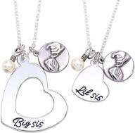 👭 o.riya pinky promise stainless steel necklace set - big sis & lil sis, silver plated logo