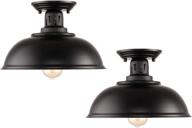 🏭 hmvpl industrial close to ceiling lamp: metal black semi flush mounted pendant lighting set for farmhouse edison light in kitchen island, dining room, foyer, hallway, entryway - pack of 2 logo