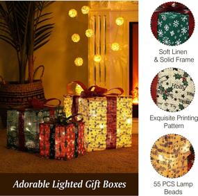 img 2 attached to Lewondr Christmas Lighted Gift Boxes - 10"/8"/6" - 3 Pieces Battery Powered Snowflake Boxes LED Decorative Light for Christmas Yard Home Décor Xmas Tree Ornaments - Colorful