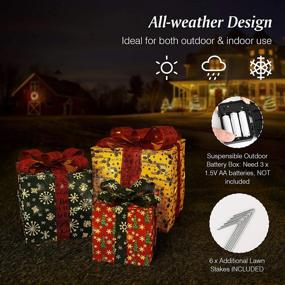 img 1 attached to Lewondr Christmas Lighted Gift Boxes - 10"/8"/6" - 3 Pieces Battery Powered Snowflake Boxes LED Decorative Light for Christmas Yard Home Décor Xmas Tree Ornaments - Colorful