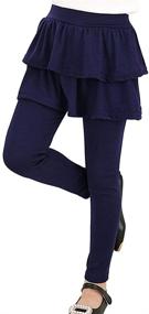 img 2 attached to 👧 Rysly Girls Stretchy Leggings with Ruffle Skirt in Solid Colors 2-9 Years